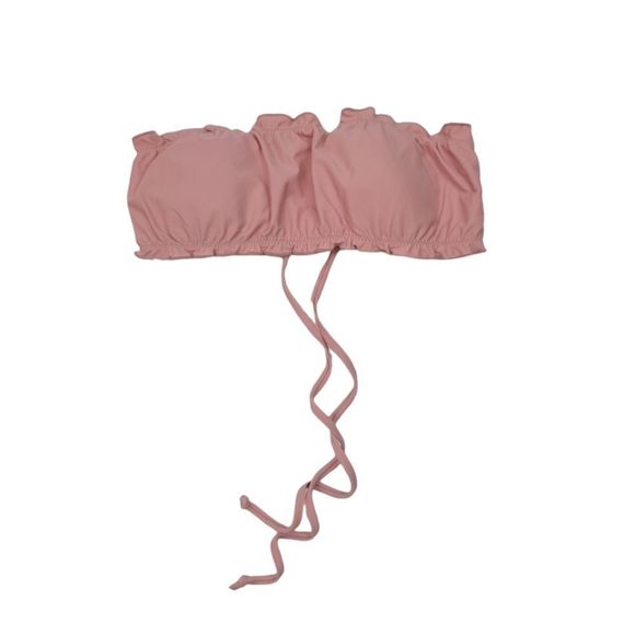 Zaful Other - Zaful Pale Pink Frill Trim Tie Back Bikini Bandeau Swim Top Size Medium